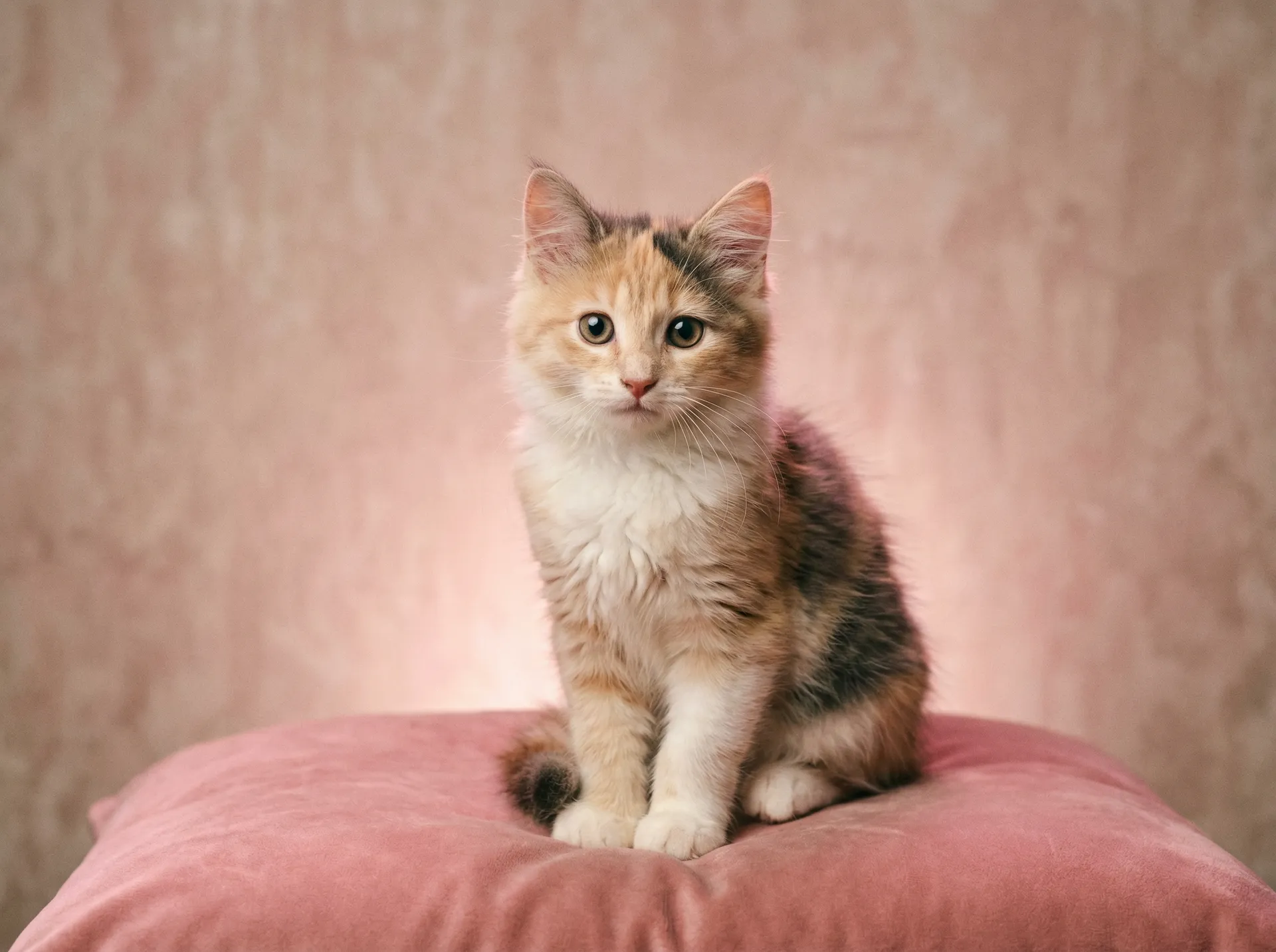 优雅的少女猫坐在粉色靠垫上 - 老师的小兔子好软水好多真人视频